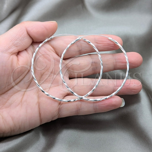 Sterling Silver Hoop Earrings — Large Hoop Twist Design Polished 02. — alternate product view — SKU 158176 | Plata 925 aretes de aro — Large Hoop Twist diseño pulido 02. — SKU 158176