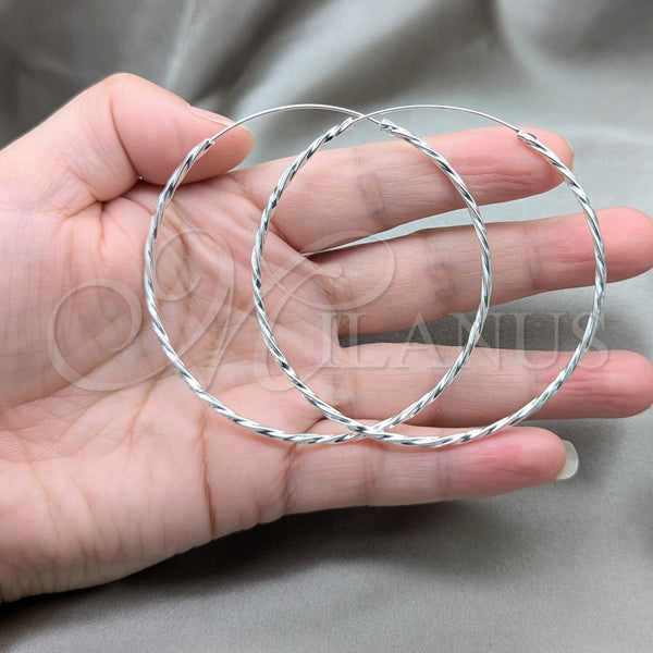 Sterling Silver Hoop Earrings — Extra Large Hoop Twist Design Polished 02. — alternate product view — SKU 158177 | Plata 925 aretes de aro — Extra Large Hoop Twist diseño pulido 02. — SKU 158177