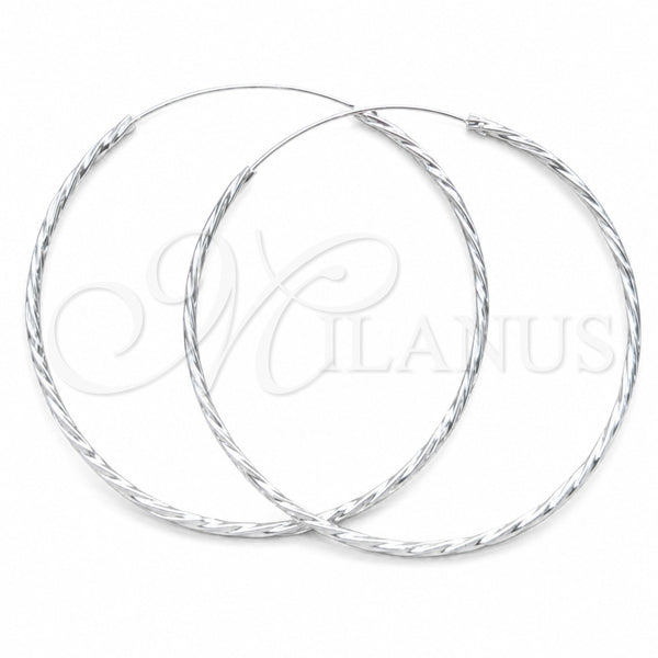 Sterling Silver Extra Large Hoop, Twist Design, Polished, Silver Finish, 02.409.0044.70