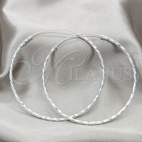 Sterling Silver Extra Large Hoop, Twist Design, Polished, Silver Finish, 02.409.0044.70