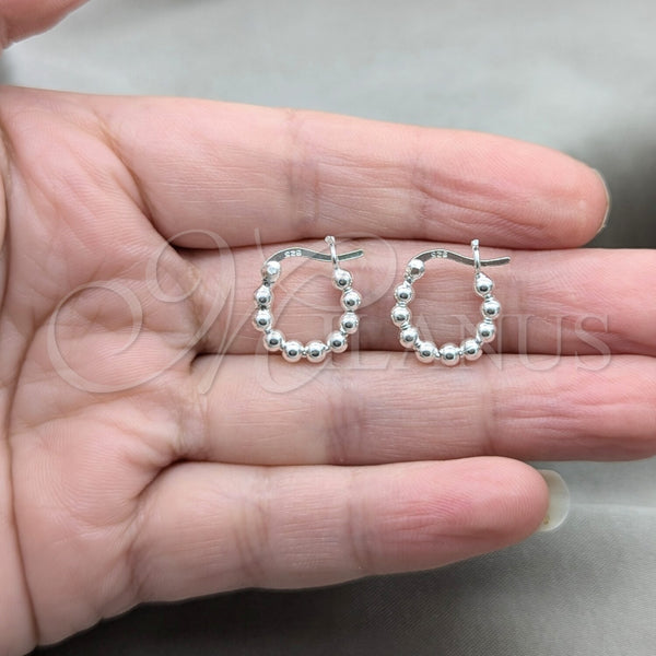 Sterling Silver Hoop Earrings — Small Hoop Ball Design Polished 02. — alternate product view — SKU 158178 | Plata 925 aretes de aro — aro pequeño Ball diseño pulido 02. — SKU 158178