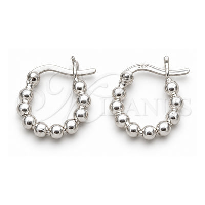 Sterling Silver Small Hoop, Ball Design, Polished, Silver Finish, 02.409.0045.15