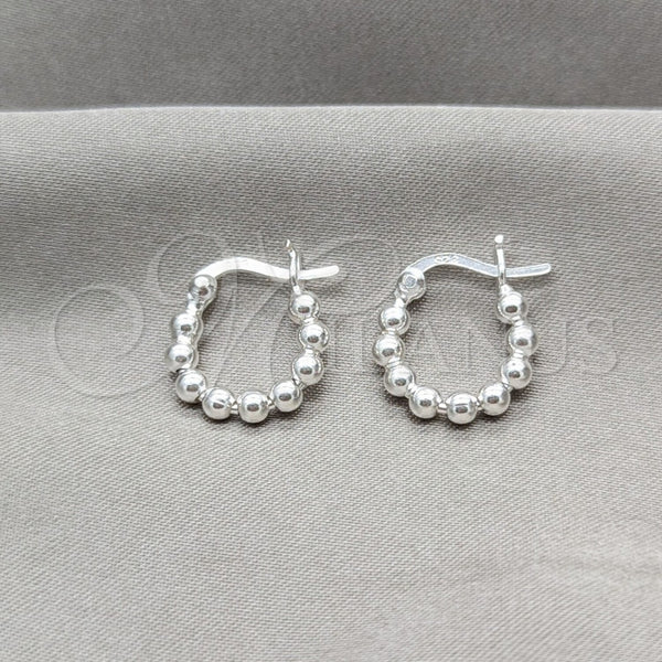Sterling Silver Hoop Earrings — Small Hoop Ball Design Polished 02. — main product view — SKU 158178 | Plata 925 aretes de aro — aro pequeño Ball diseño pulido 02. — SKU 158178
