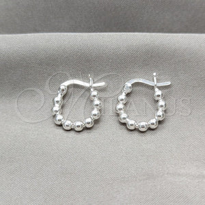 Sterling Silver Hoop Earrings — Small Hoop Ball Design Polished 02. — main product view — SKU 158178 | Plata 925 aretes de aro — aro pequeño Ball diseño pulido 02. — SKU 158178