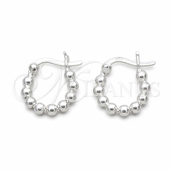 Sterling Silver Small Hoop, Ball Design, Polished, Silver Finish, 02.409.0045.15