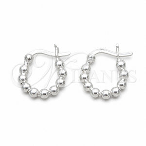 Sterling Silver Small Hoop, Ball Design, Polished, Silver Finish, 02.409.0045.15