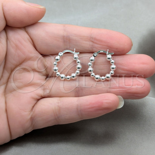 Sterling Silver Hoop Earrings — Small Hoop Ball Design Polished 02. — alternate product view — SKU 158179 | Plata 925 aretes de aro — aro pequeño Ball diseño pulido 02. — SKU 158179