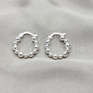 Sterling Silver Hoop Earrings — Small Hoop Ball Design Polished 02. — main product view — SKU 158179 | Plata 925 aretes de aro — aro pequeño Ball diseño pulido 02. — SKU 158179