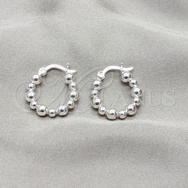 Sterling Silver Hoop Earrings — Small Hoop Ball Design Polished 02. — main product view — SKU 158179 | Plata 925 aretes de aro — aro pequeño Ball diseño pulido 02. — SKU 158179