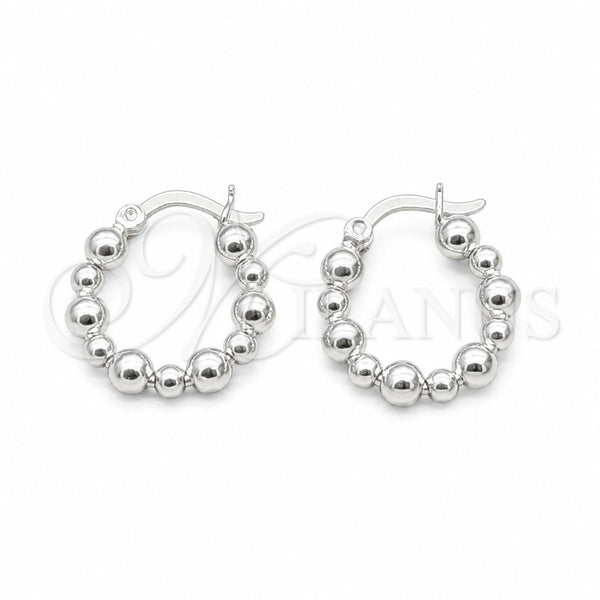 Sterling Silver Small Hoop, Ball Design, Polished, Silver Finish, 02.409.0045.20