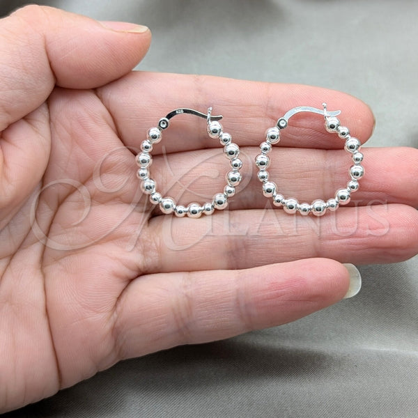 Sterling Silver Hoop Earrings — Medium Hoop Ball Design Polished 02. — alternate product view — SKU 158180 | Plata 925 aretes de aro — Medium Hoop Ball diseño pulido 02. — SKU 158180