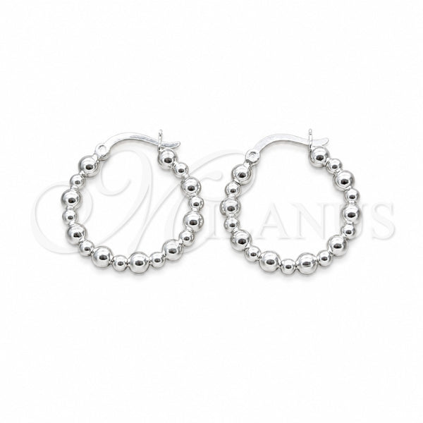 Sterling Silver Medium Hoop, Ball Design, Polished, Silver Finish, 02.409.0045.25