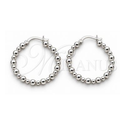 Sterling Silver Medium Hoop, Ball Design, Polished, Silver Finish, 02.409.0045.30
