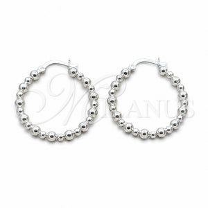 Sterling Silver Medium Hoop, Ball Design, Polished, Silver Finish, 02.409.0045.30