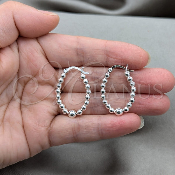 Sterling Silver Hoop Earrings — Medium Hoop Ball Design Polished 02. — alternate product view — SKU 158182 | Plata 925 aretes de aro — Medium Hoop Ball diseño pulido 02. — SKU 158182