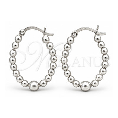 Sterling Silver Medium Hoop, Ball Design, Polished, Silver Finish, 02.409.0046.30