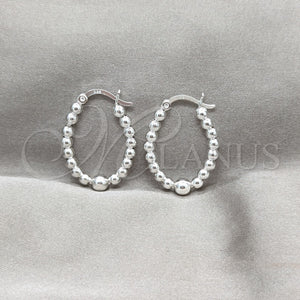 Sterling Silver Hoop Earrings — Medium Hoop Ball Design Polished 02. — main product view — SKU 158182 | Plata 925 aretes de aro — Medium Hoop Ball diseño pulido 02. — SKU 158182