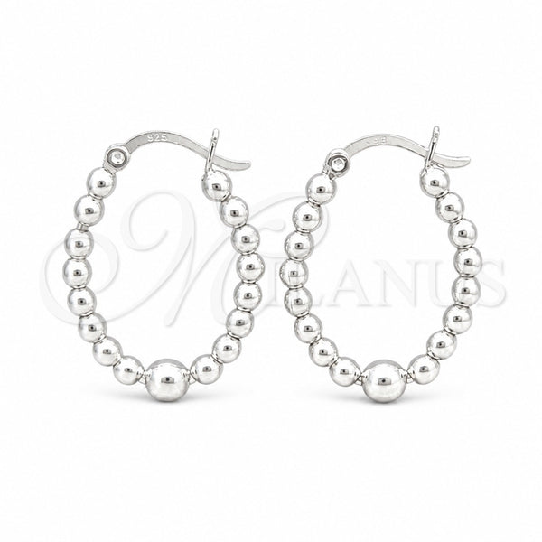 Sterling Silver Medium Hoop, Ball Design, Polished, Silver Finish, 02.409.0046.30