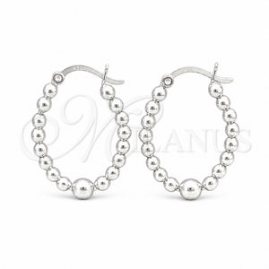 Sterling Silver Medium Hoop, Ball Design, Polished, Silver Finish, 02.409.0046.30