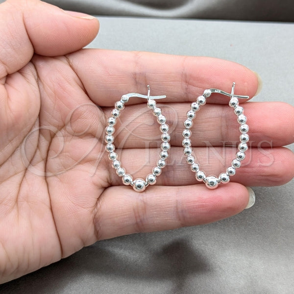 Sterling Silver Hoop Earrings — Medium Hoop Ball Design Polished 02. — alternate product view — SKU 158183 | Plata 925 aretes de aro — Medium Hoop Ball diseño pulido 02. — SKU 158183