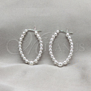 Sterling Silver Hoop Earrings — Medium Hoop Ball Design Polished 02. — main product view — SKU 158183 | Plata 925 aretes de aro — Medium Hoop Ball diseño pulido 02. — SKU 158183