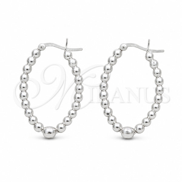 Sterling Silver Medium Hoop, Ball Design, Polished, Silver Finish, 02.409.0046.35