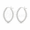 Sterling Silver Medium Hoop, Ball Design, Polished, Silver Finish, 02.409.0046.35