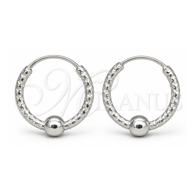 Sterling Silver Small Hoop, Ball Design, Polished, Silver Finish, 02.409.0047.15