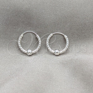 Sterling Silver Hoop Earrings — Small Hoop Ball Design Polished 02. — main product view — SKU 158184 | Plata 925 aretes de aro — aro pequeño Ball diseño pulido 02. — SKU 158184