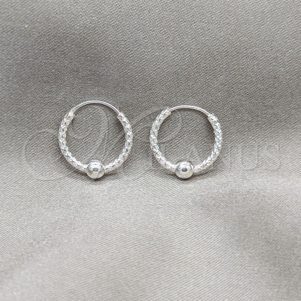Sterling Silver Hoop Earrings — Small Hoop Ball Design Polished 02. — main product view — SKU 158184 | Plata 925 aretes de aro — aro pequeño Ball diseño pulido 02. — SKU 158184