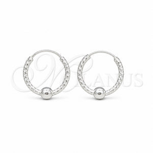 Sterling Silver Small Hoop, Ball Design, Polished, Silver Finish, 02.409.0047.15
