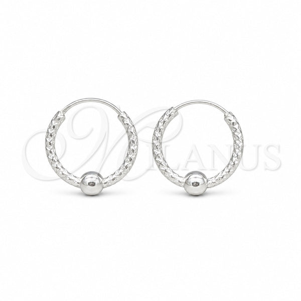 Sterling Silver Small Hoop, Ball Design, Polished, Silver Finish, 02.409.0047.15