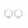 Sterling Silver Small Hoop, Ball Design, Polished, Silver Finish, 02.409.0047.15