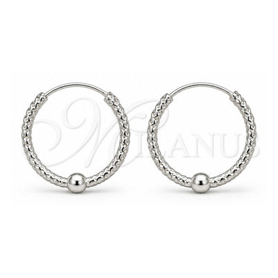 Sterling Silver Small Hoop, Ball Design, Polished, Silver Finish, 02.409.0047.18