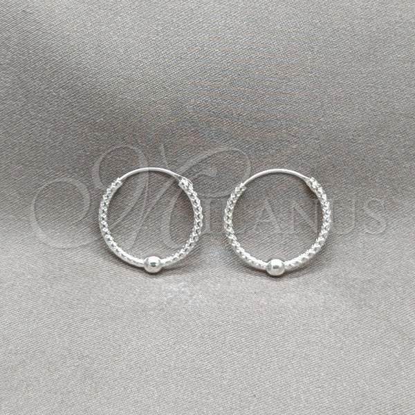 Sterling Silver Hoop Earrings — Small Hoop Ball Design Polished 02. — main product view — SKU 158185 | Plata 925 aretes de aro — aro pequeño Ball diseño pulido 02. — SKU 158185