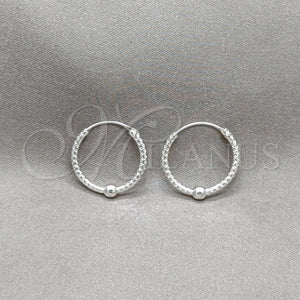 Sterling Silver Hoop Earrings — Small Hoop Ball Design Polished 02. — main product view — SKU 158185 | Plata 925 aretes de aro — aro pequeño Ball diseño pulido 02. — SKU 158185