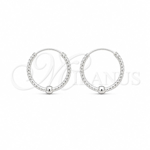Sterling Silver Small Hoop, Ball Design, Polished, Silver Finish, 02.409.0047.18