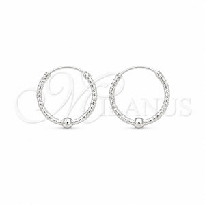 Sterling Silver Small Hoop, Ball Design, Polished, Silver Finish, 02.409.0047.18