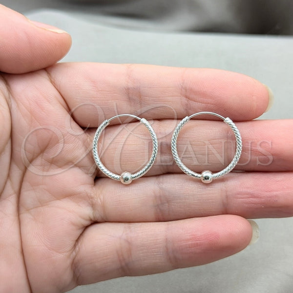 Sterling Silver Hoop Earrings — Small Hoop Ball Design Polished 02. — alternate product view — SKU 158186 | Plata 925 aretes de aro — aro pequeño Ball diseño pulido 02. — SKU 158186