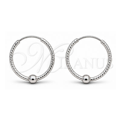 Sterling Silver Small Hoop, Ball Design, Polished, Silver Finish, 02.409.0047.20
