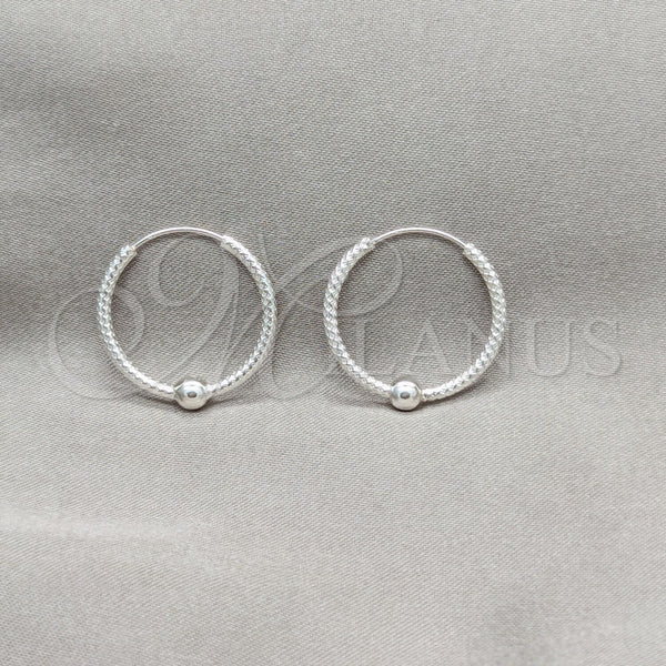 Sterling Silver Hoop Earrings — Small Hoop Ball Design Polished 02. — main product view — SKU 158186 | Plata 925 aretes de aro — aro pequeño Ball diseño pulido 02. — SKU 158186