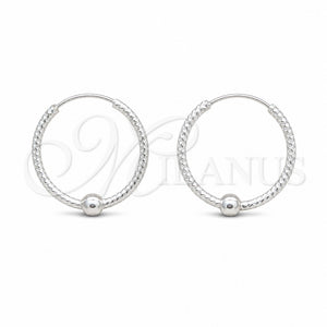 Sterling Silver Small Hoop, Ball Design, Polished, Silver Finish, 02.409.0047.20