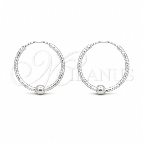 Sterling Silver Small Hoop, Ball Design, Polished, Silver Finish, 02.409.0047.20