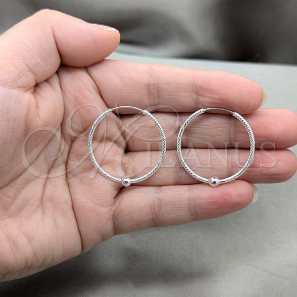 Sterling Silver Hoop Earrings — Medium Hoop Ball Design Polished 02. — alternate product view — SKU 158187 | Plata 925 aretes de aro — Medium Hoop Ball diseño pulido 02. — SKU 158187