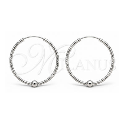 Sterling Silver Medium Hoop, Ball Design, Polished, Silver Finish, 02.409.0047.30