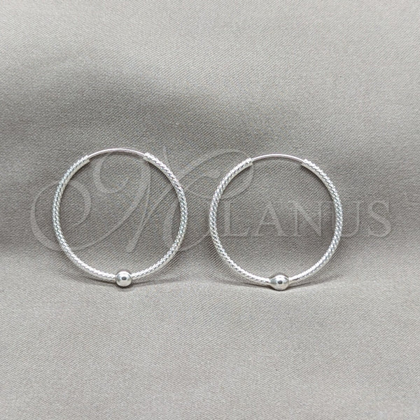 Sterling Silver Hoop Earrings — Medium Hoop Ball Design Polished 02. — main product view — SKU 158187 | Plata 925 aretes de aro — Medium Hoop Ball diseño pulido 02. — SKU 158187