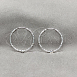 Sterling Silver Hoop Earrings — Medium Hoop Ball Design Polished 02. — main product view — SKU 158187 | Plata 925 aretes de aro — Medium Hoop Ball diseño pulido 02. — SKU 158187