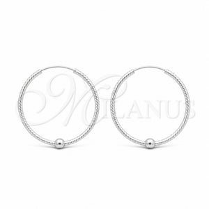 Sterling Silver Medium Hoop, Ball Design, Polished, Silver Finish, 02.409.0047.30