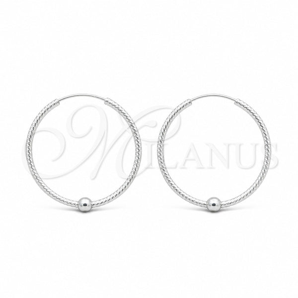 Sterling Silver Medium Hoop, Ball Design, Polished, Silver Finish, 02.409.0047.30