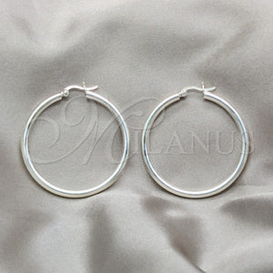 Sterling Silver Hoop Earrings — Medium Hoop Hollow Design Polished 02. — main product view — SKU 158188 | Plata 925 aretes de aro — Medium Hoop Hollow diseño pulido 02. — SKU 158188